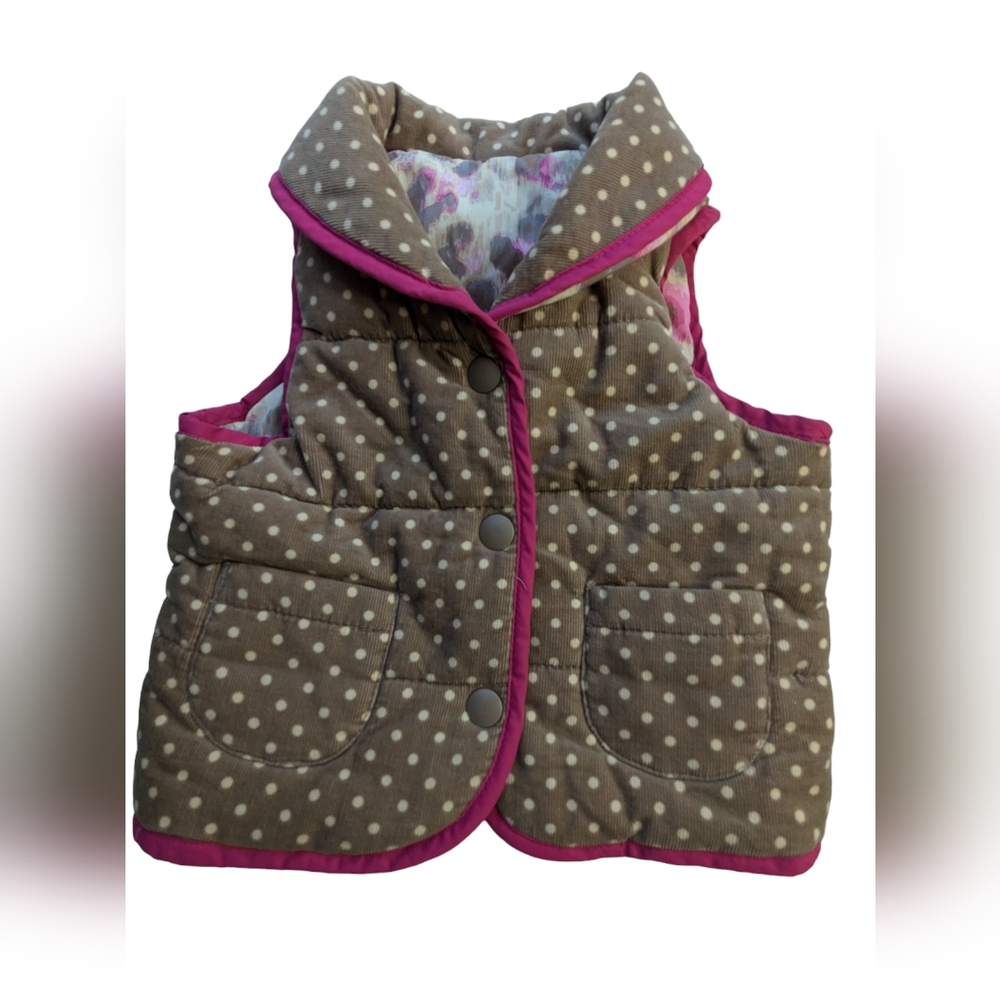 Genuine Kids Vest Reversible Size 4 Toddler Girls Snap Front O-2